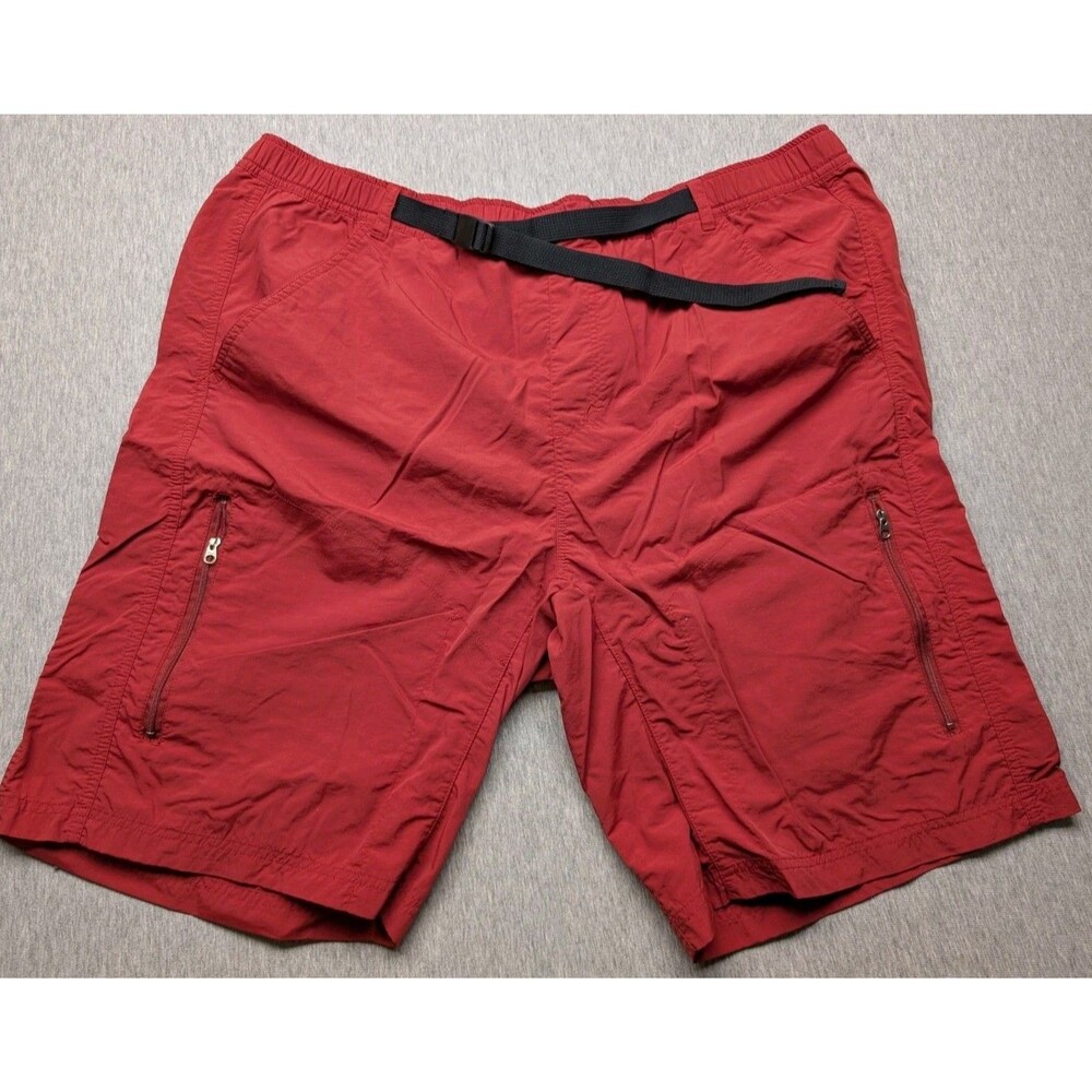 REI Shorts Mens XL Belted Pocket Mesh Lined Swim Trunks Board Red UPF 30 Sun Pro